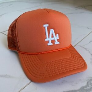 ‘47 Brand Los Angeles Dodgers Trucker Snapback Baseball Rope Hat Orange White LA